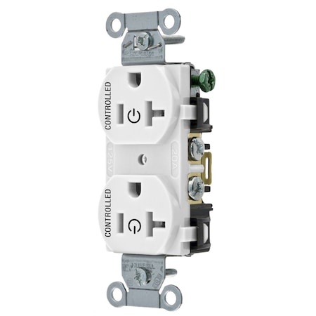 Hubbell Wiring Device-Kellems Straight Blade Receptacle, 5-20R, 20 A, 125V AC, 2 Pole, 3 Wire, Grounded BR20C2WHI